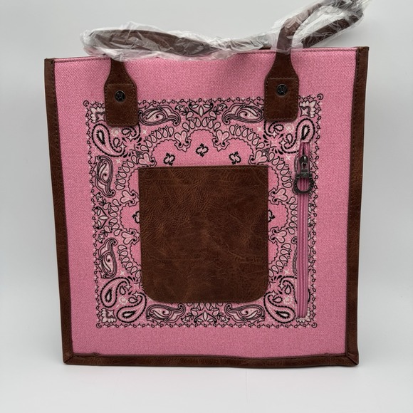 Montana West Bandana Rhinstone "Howdy" Conceal Carry Tote Bag Pink Western NWT - Picture 2 of 16